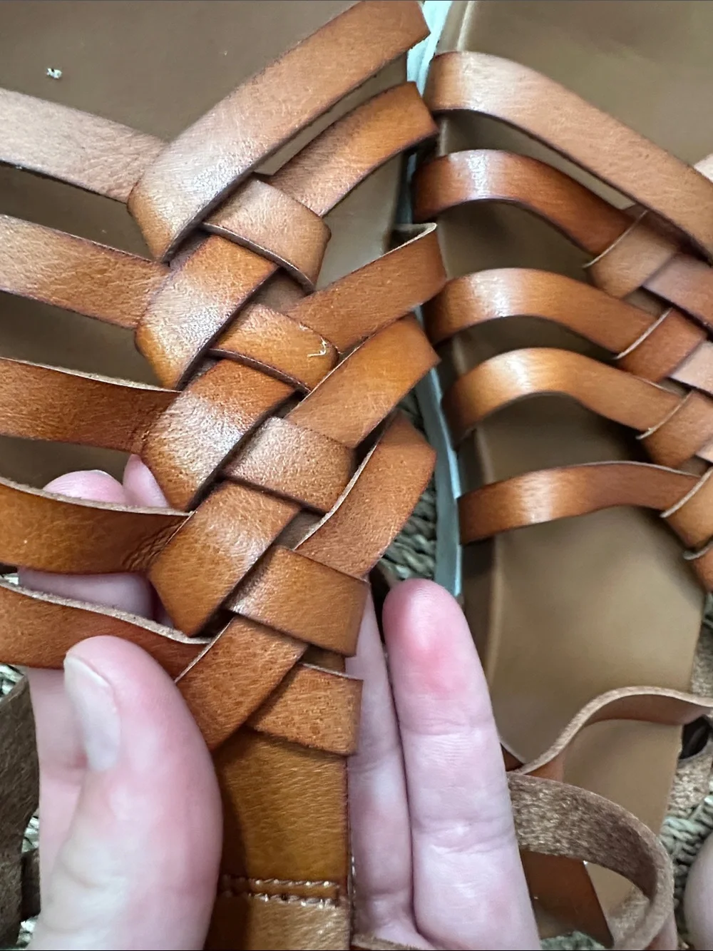 wonder nation Tan Brown Braided Strappy Sandals
